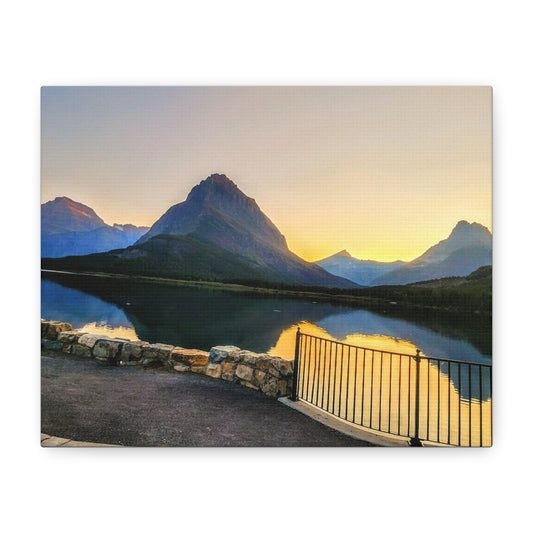 Many Glacier Sunset Scenic Canvas Print