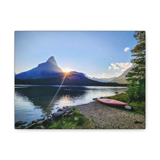 Sunset at Many Glacier in Glacier National Park, MT - Nature Landscape Canvas Wall Art, Scenic Home Decor, Ideal Gift for Nature Lovers, Landscape Painting, Gallery Wrap Art