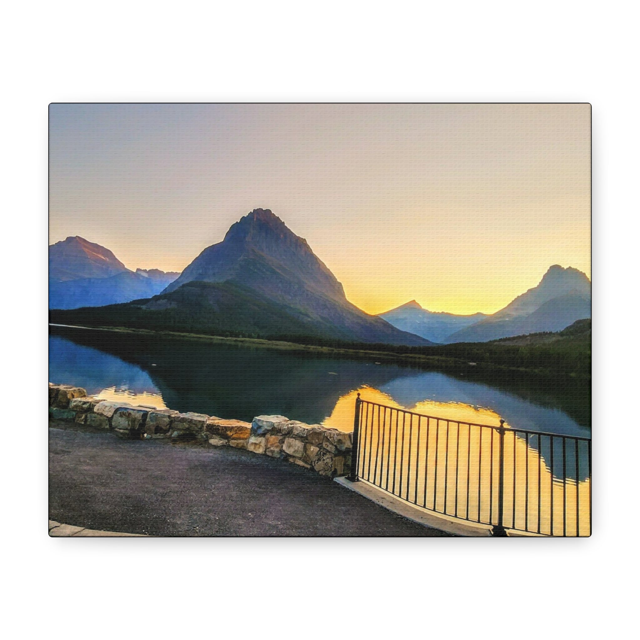 Many Glacier Sunset Scenic Wall Art, Canvas Print, Moody Mountain Landscape, Nature Decor, Home Gallery