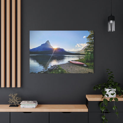Sunset at Many Glacier in Glacier National Park, MT - Nature Landscape Canvas Wall Art, Scenic Home Decor, Ideal Gift for Nature Lovers, Landscape Painting, Gallery Wrap Art