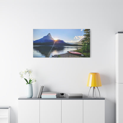 Sunset at Many Glacier in Glacier National Park, MT - Nature Landscape Canvas Wall Art, Scenic Home Decor, Ideal Gift for Nature Lovers, Landscape Painting, Gallery Wrap Art