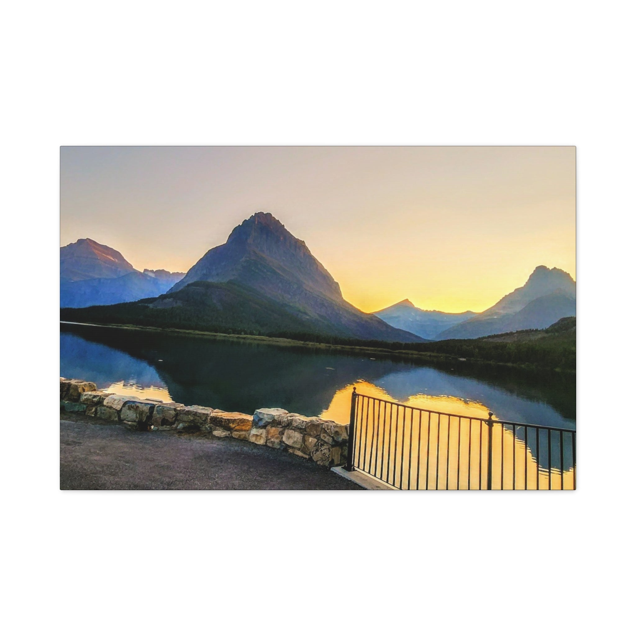 Many Glacier Sunset Scenic Wall Art, Canvas Print, Moody Mountain Landscape, Nature Decor, Home Gallery