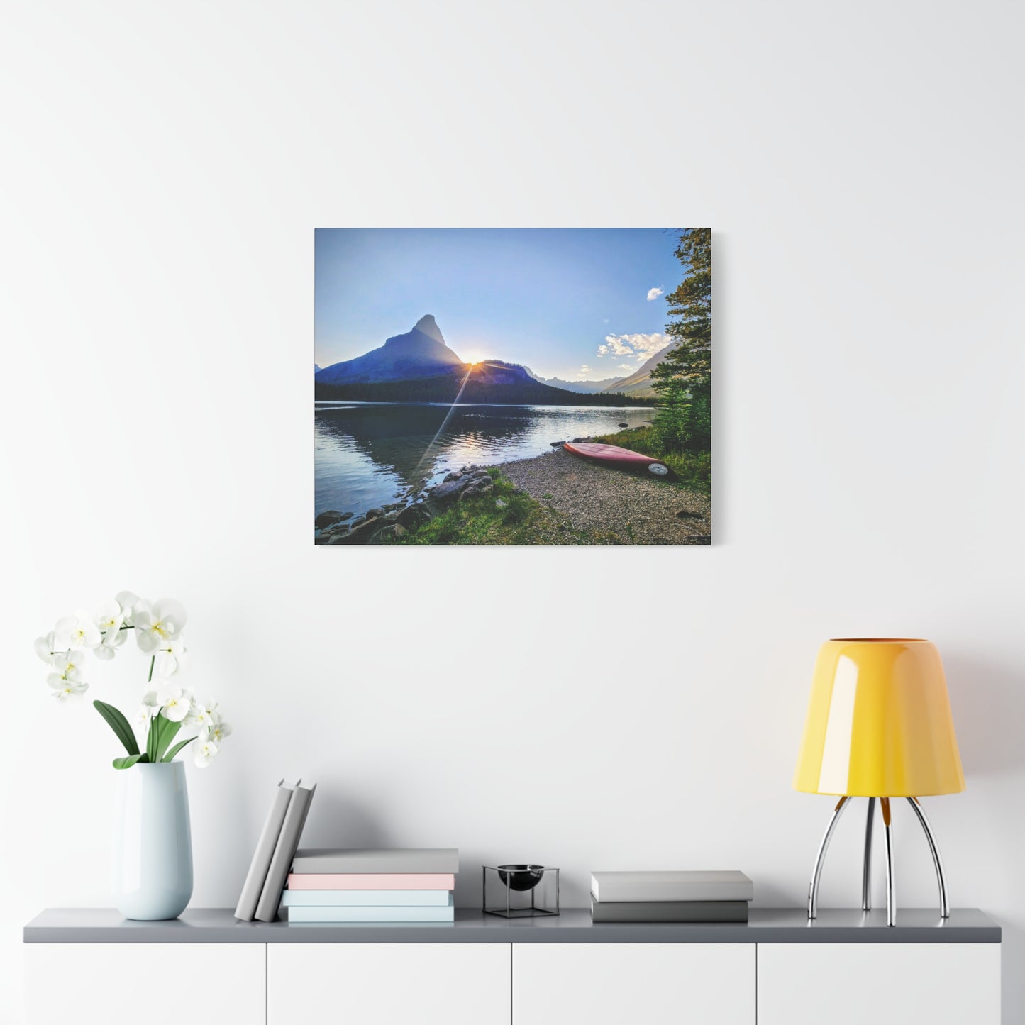 Sunset at Many Glacier in Glacier National Park, MT - Nature Landscape Canvas Wall Art, Scenic Home Decor, Ideal Gift for Nature Lovers, Landscape Painting, Gallery Wrap Art