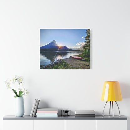 Sunset at Many Glacier in Glacier National Park, MT - Nature Landscape Canvas Wall Art, Scenic Home Decor, Ideal Gift for Nature Lovers, Landscape Painting, Gallery Wrap Art