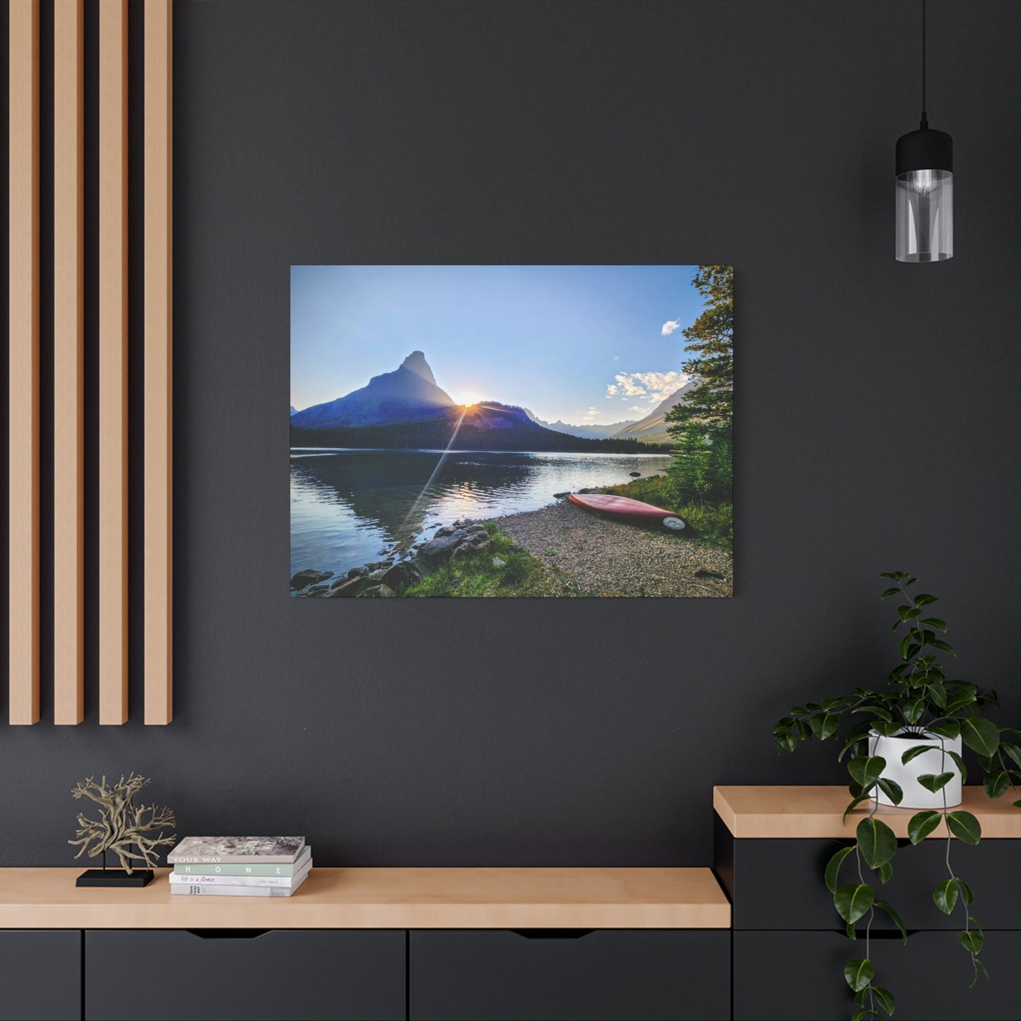 Sunset at Many Glacier in Glacier National Park, MT - Nature Landscape Canvas Wall Art, Scenic Home Decor, Ideal Gift for Nature Lovers, Landscape Painting, Gallery Wrap Art