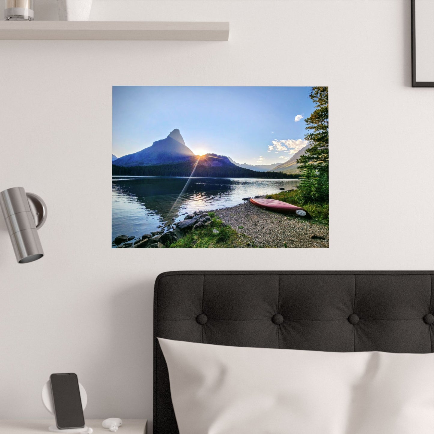 Sunset over Many Glacier in Glacier National Park, MT - Scenic Nature Satin Poster, Mountain Landscape Art Print, Home Decor, Inspirational Wall Art, Perfect Gift for Nature Lovers