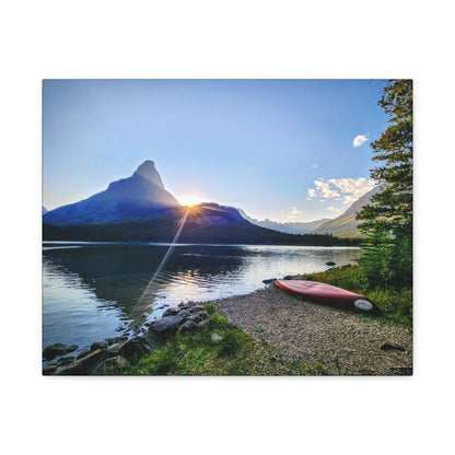 Sunset at Many Glacier in Glacier National Park, MT - Nature Landscape Canvas Wall Art, Scenic Home Decor, Ideal Gift for Nature Lovers, Landscape Painting, Gallery Wrap Art