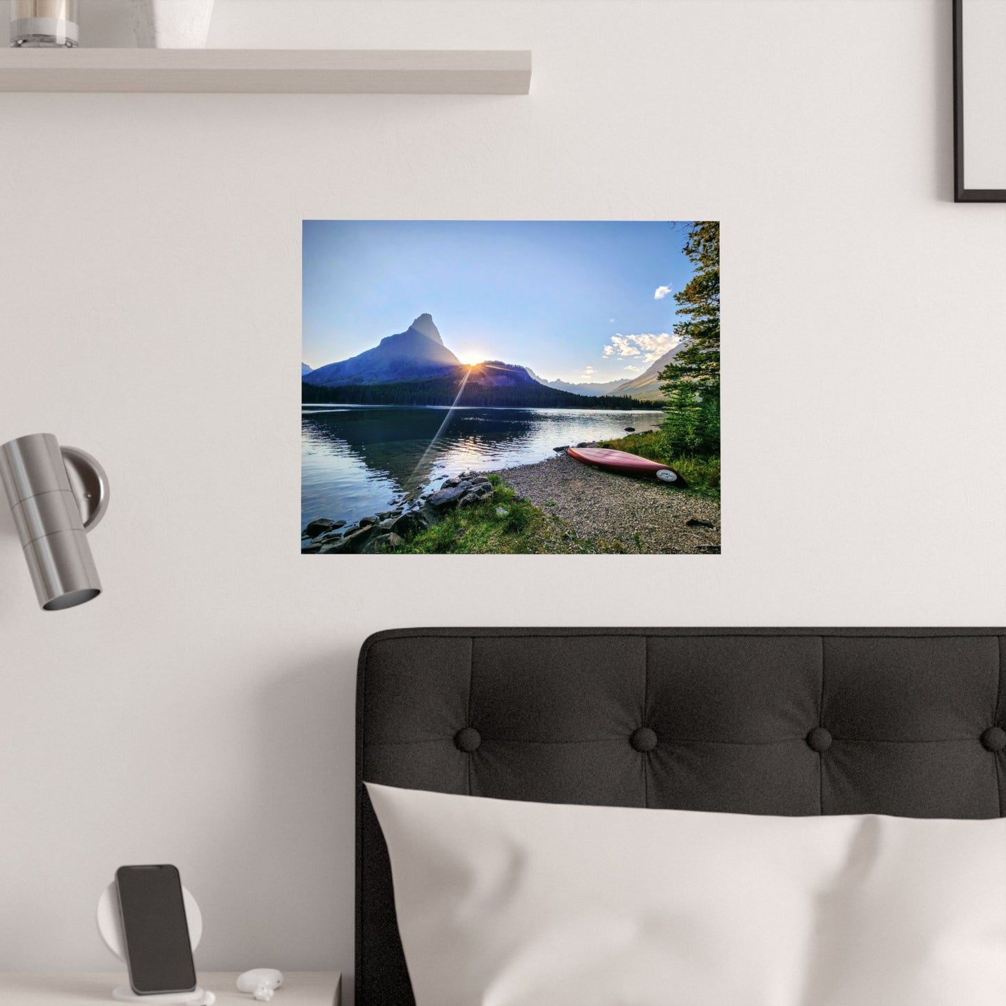 Sunset over Many Glacier in Glacier National Park, MT - Scenic Nature Satin Poster, Mountain Landscape Art Print, Home Decor, Inspirational Wall Art, Perfect Gift for Nature Lovers