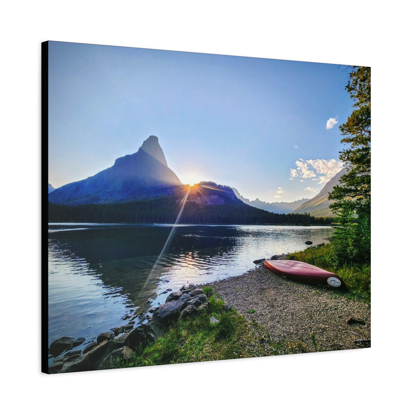 Sunset at Many Glacier in Glacier National Park, MT - Nature Landscape Canvas Wall Art, Scenic Home Decor, Ideal Gift for Nature Lovers, Landscape Painting, Gallery Wrap Art
