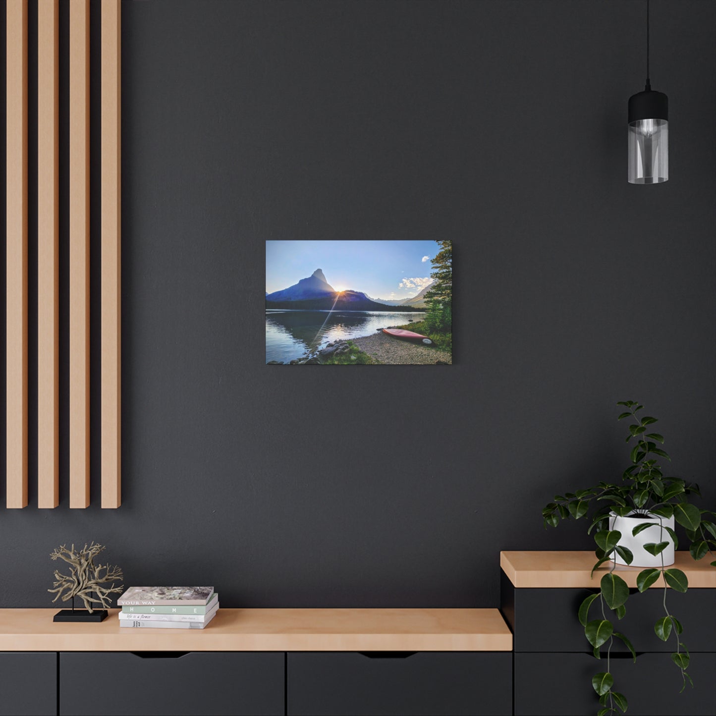 Sunset at Many Glacier in Glacier National Park, MT - Nature Landscape Canvas Wall Art, Scenic Home Decor, Ideal Gift for Nature Lovers, Landscape Painting, Gallery Wrap Art