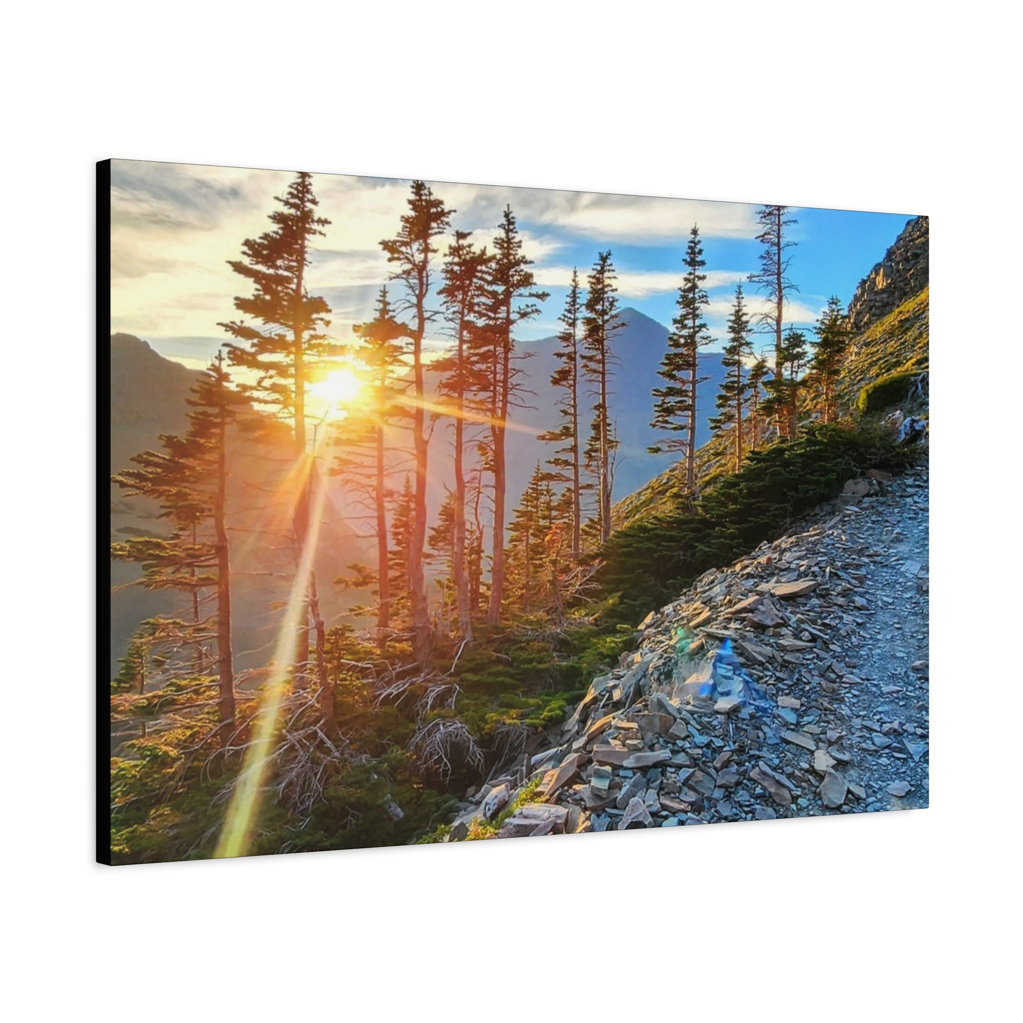Sunset Hike above Two Medicine Lake in Glacier National Park, MT - Nature Landscape Wall Art, Canvas Print, Living Room Decor, Sunset Pathway Decoration, Hiking Gift, Outdoor Wall Art