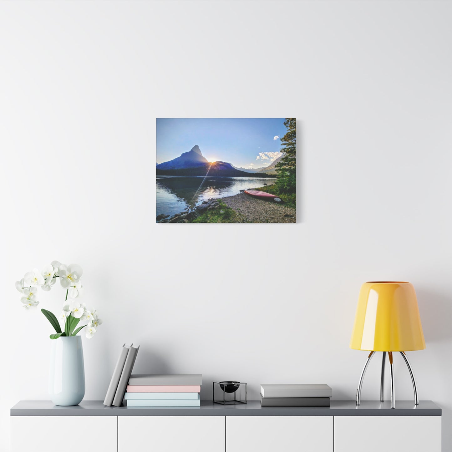 Sunset at Many Glacier in Glacier National Park, MT - Nature Landscape Canvas Wall Art, Scenic Home Decor, Ideal Gift for Nature Lovers, Landscape Painting, Gallery Wrap Art