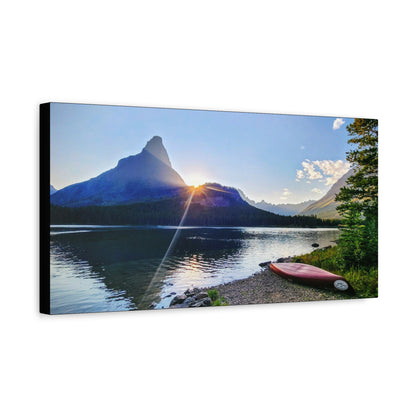 Sunset at Many Glacier in Glacier National Park, MT - Nature Landscape Canvas Wall Art, Scenic Home Decor, Ideal Gift for Nature Lovers, Landscape Painting, Gallery Wrap Art