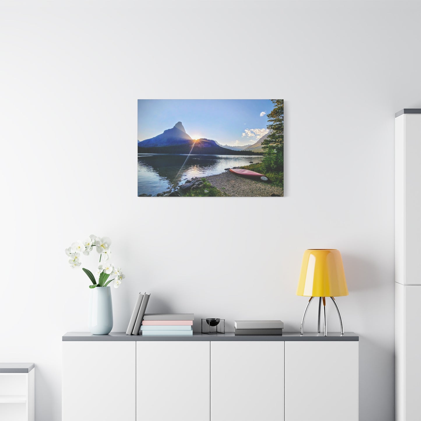Sunset at Many Glacier in Glacier National Park, MT - Nature Landscape Canvas Wall Art, Scenic Home Decor, Ideal Gift for Nature Lovers, Landscape Painting, Gallery Wrap Art