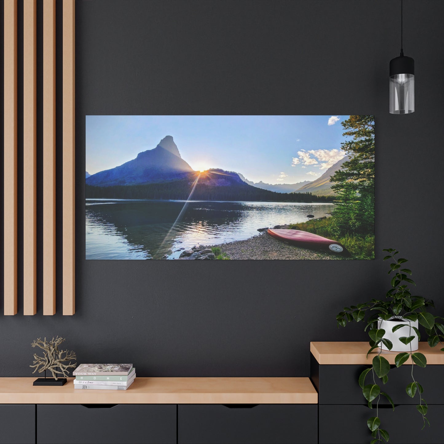 Sunset at Many Glacier in Glacier National Park, MT - Nature Landscape Canvas Wall Art, Scenic Home Decor, Ideal Gift for Nature Lovers, Landscape Painting, Gallery Wrap Art