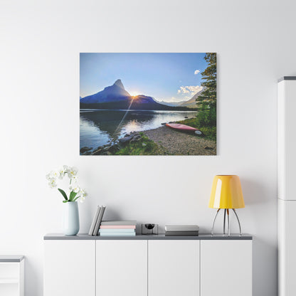 Sunset at Many Glacier in Glacier National Park, MT - Nature Landscape Canvas Wall Art, Scenic Home Decor, Ideal Gift for Nature Lovers, Landscape Painting, Gallery Wrap Art