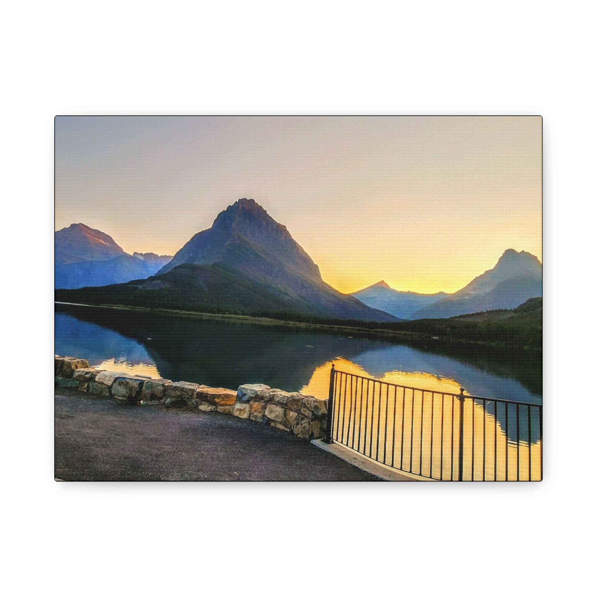 Many Glacier Sunset Scenic Wall Art, Canvas Print, Moody Mountain Landscape, Nature Decor, Home Gallery