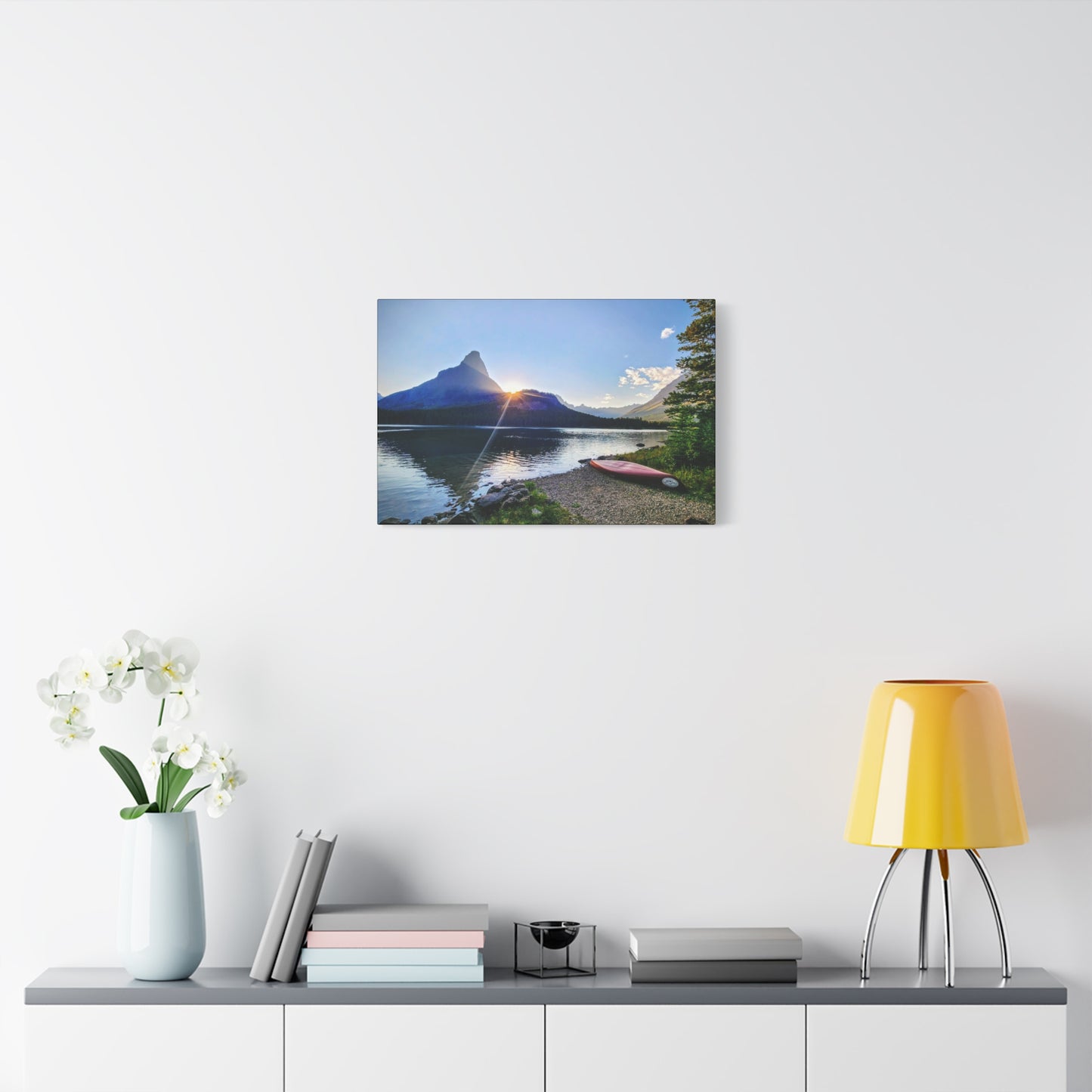 Sunset at Many Glacier in Glacier National Park, MT - Nature Landscape Canvas Wall Art, Scenic Home Decor, Ideal Gift for Nature Lovers, Landscape Painting, Gallery Wrap Art