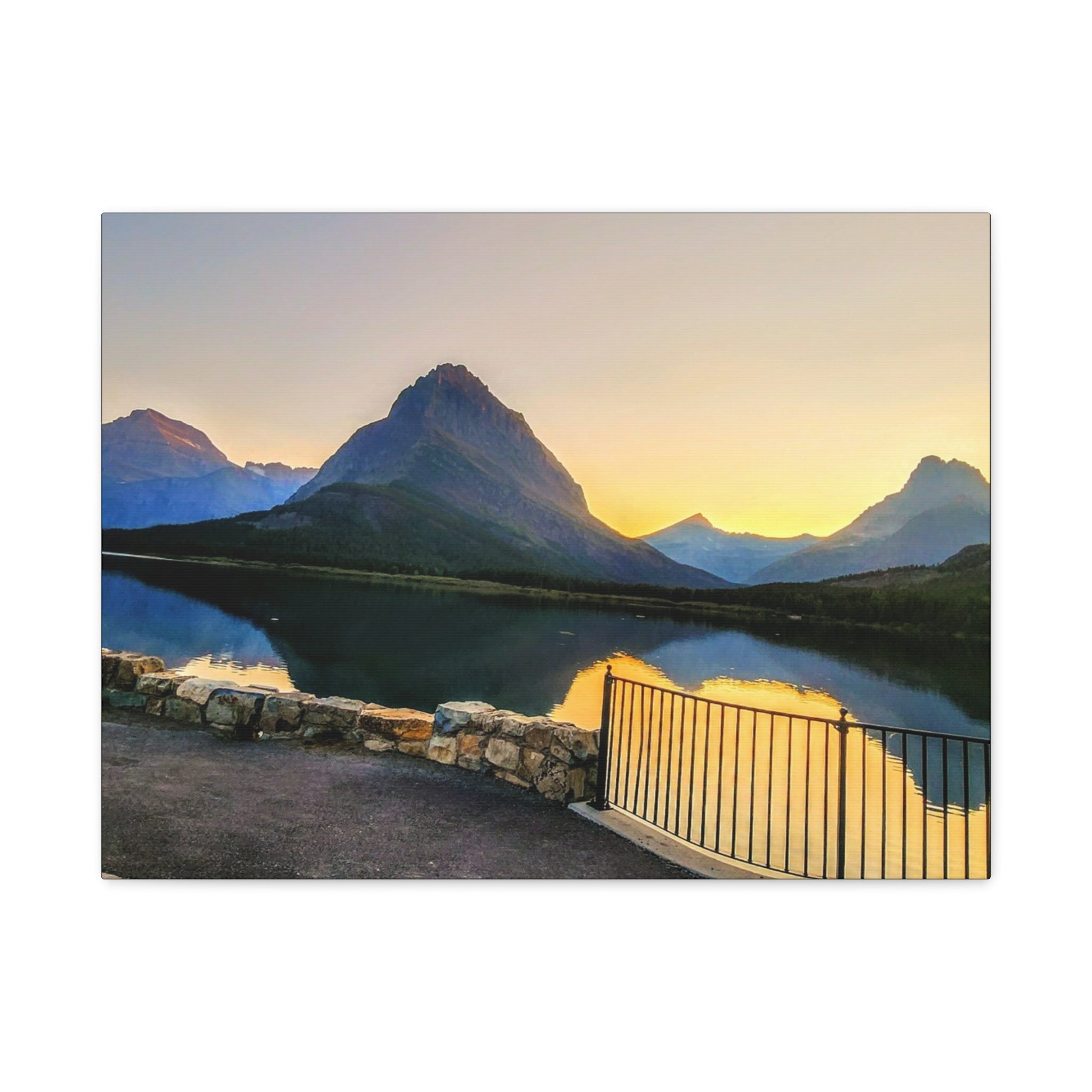 Many Glacier Sunset Scenic Wall Art, Canvas Print, Moody Mountain Landscape, Nature Decor, Home Gallery