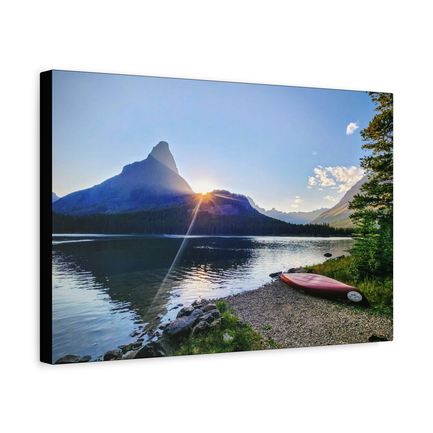 Sunset at Many Glacier in Glacier National Park, MT - Nature Landscape Canvas Wall Art, Scenic Home Decor, Ideal Gift for Nature Lovers, Landscape Painting, Gallery Wrap Art