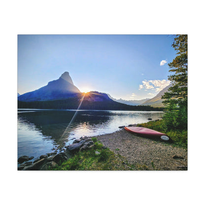 Sunset at Many Glacier in Glacier National Park, MT - Nature Landscape Canvas Wall Art, Scenic Home Decor, Ideal Gift for Nature Lovers, Landscape Painting, Gallery Wrap Art