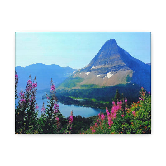 Hidden Lake at Logan Pass in Glacier National Park, MT - Mountain View Matte Canvas Wall Art, Nature Decor, Scenic Landscape, Floral Home Decoration, Gift for Nature Lovers
