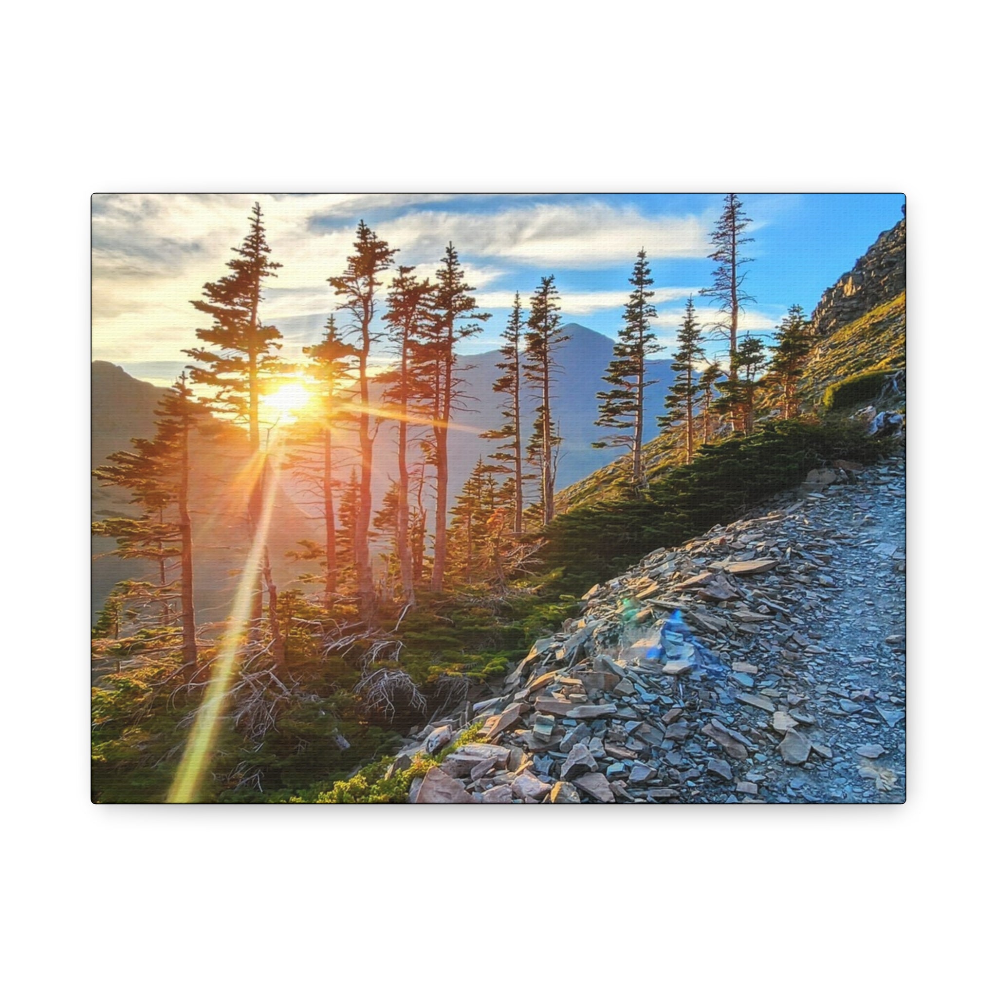 Sunset Hike above Two Medicine Lake in Glacier National Park, MT - Nature Landscape Wall Art, Canvas Print, Living Room Decor, Sunset Pathway Decoration, Hiking Gift, Outdoor Wall Art