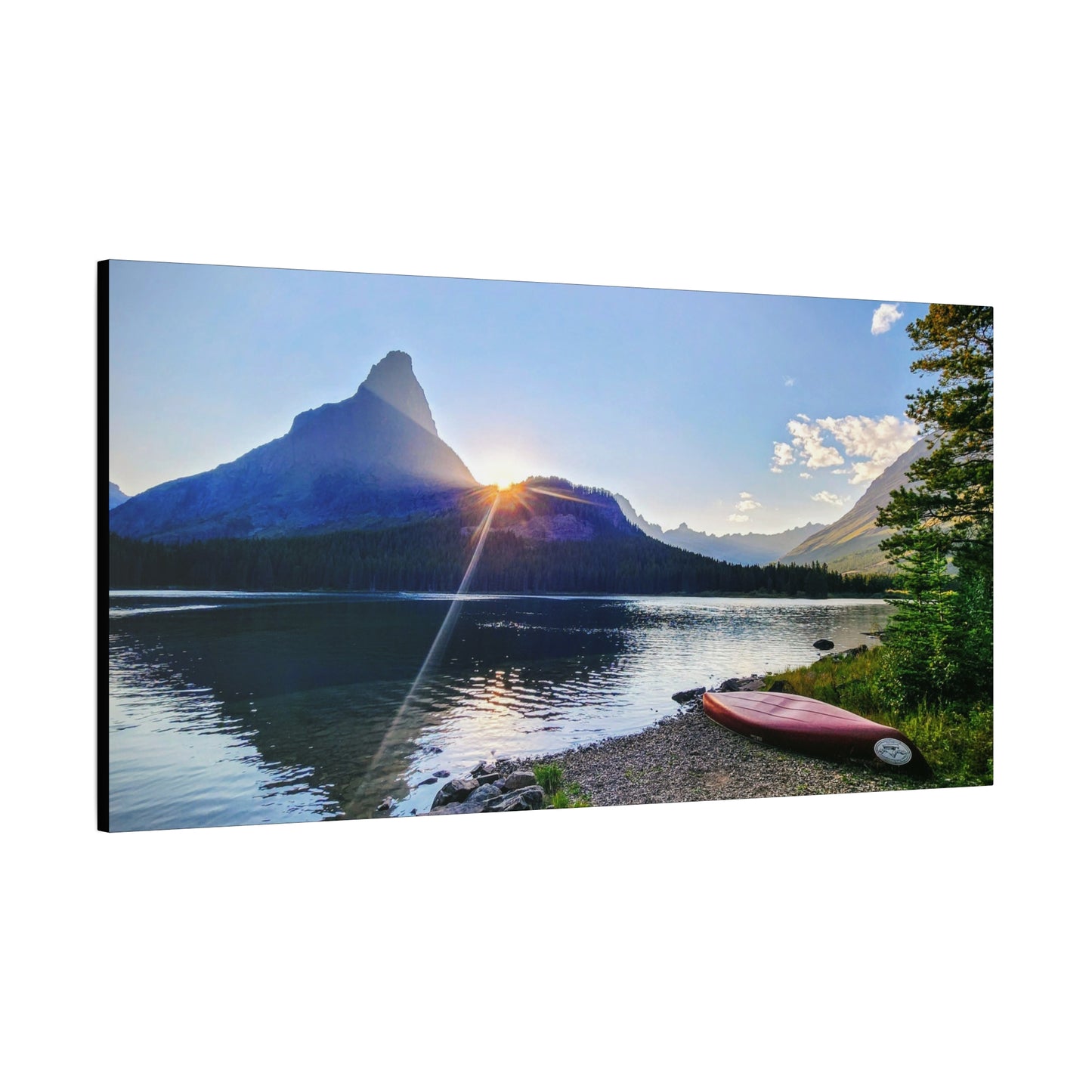 Sunset at Many Glacier in Glacier National Park, MT - Nature Landscape Canvas Wall Art, Scenic Home Decor, Ideal Gift for Nature Lovers, Landscape Painting, Gallery Wrap Art