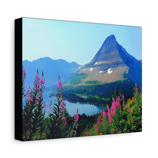 Hidden Lake at Logan Pass in Glacier National Park, MT - Mountain View Matte Canvas Wall Art, Nature Decor, Scenic Landscape, Floral Home Decoration, Gift for Nature Lovers