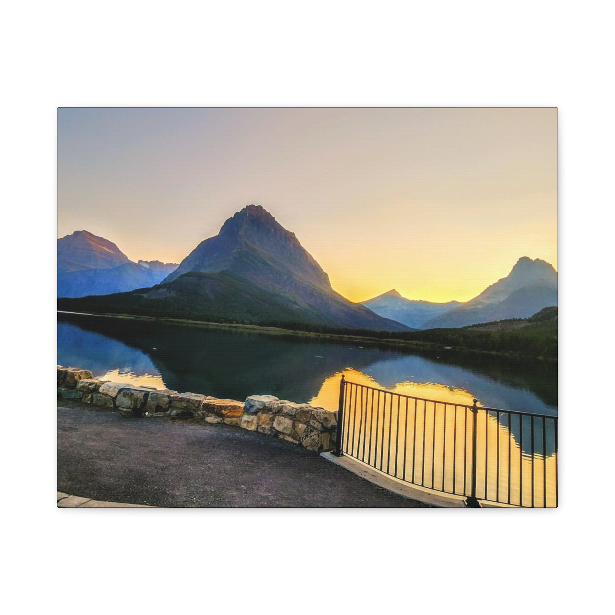 Many Glacier Sunset Scenic Wall Art, Canvas Print, Moody Mountain Landscape, Nature Decor, Home Gallery