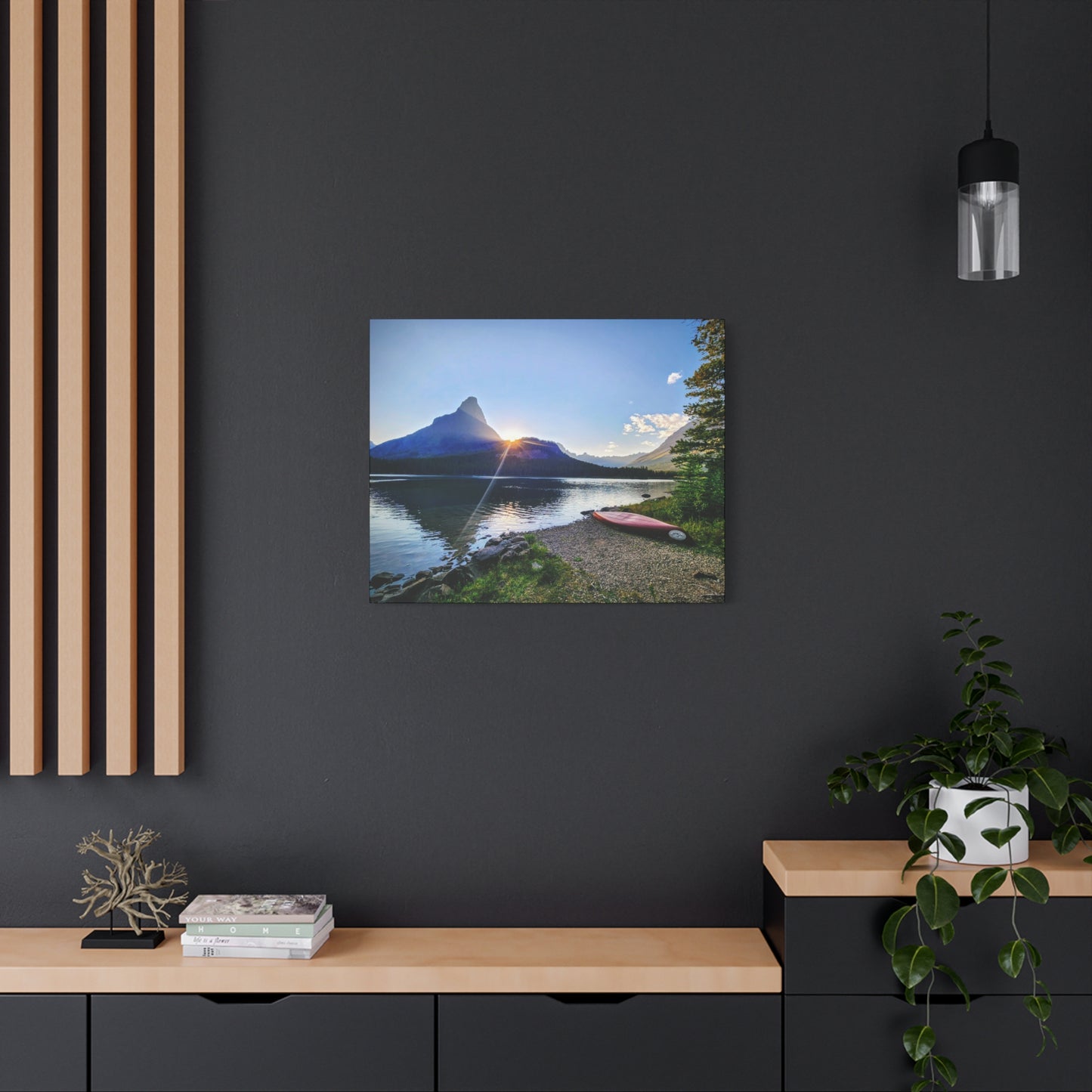 Sunset at Many Glacier in Glacier National Park, MT - Nature Landscape Canvas Wall Art, Scenic Home Decor, Ideal Gift for Nature Lovers, Landscape Painting, Gallery Wrap Art