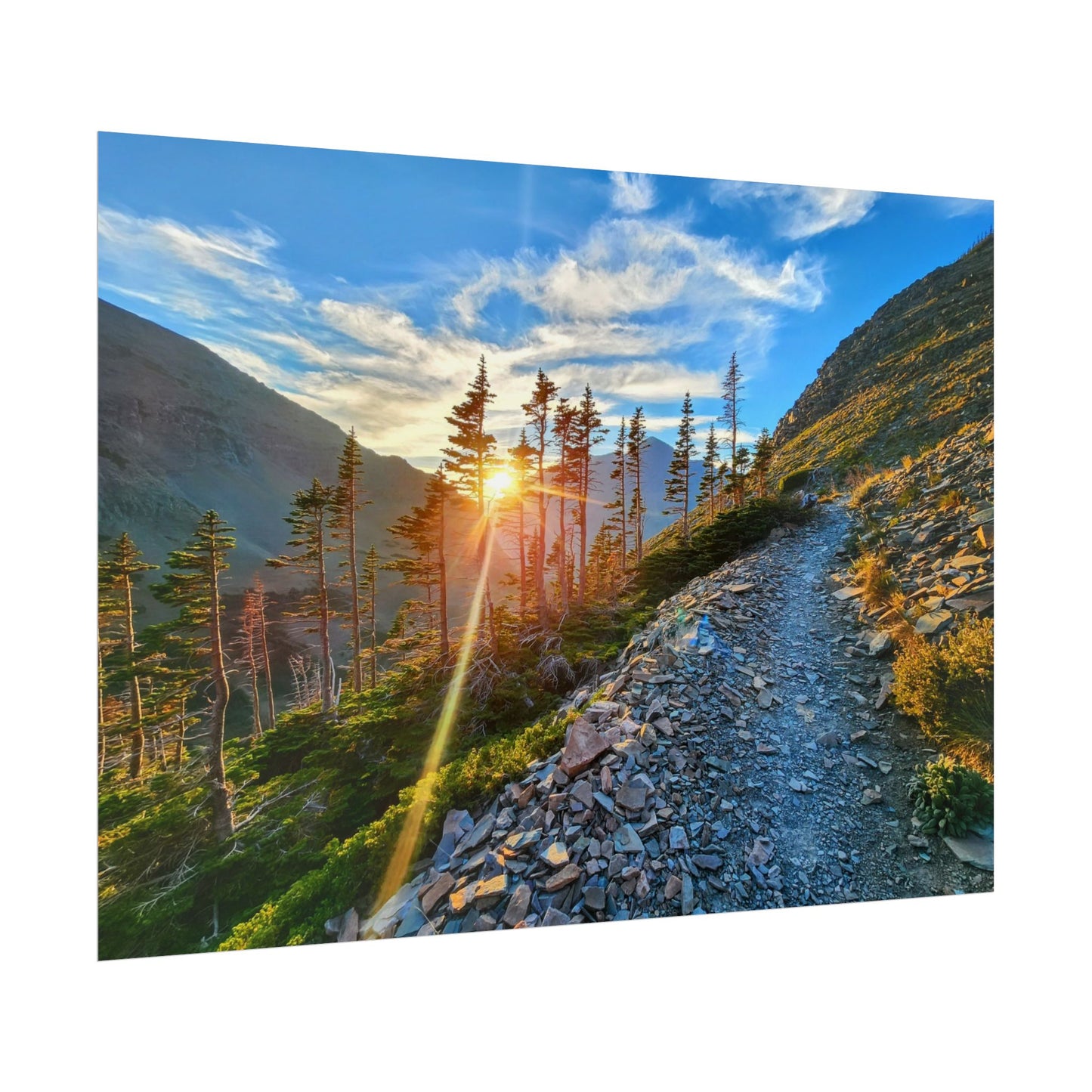 Sunset hike above Two Medicine Lake in Glacier National Park, MT - Nature-Inspired Rolled Posters for Home Decor, Scenic Wall Art, Perfect Gift for Adventurers, Hiking Lovers, or Nature Enthusiasts