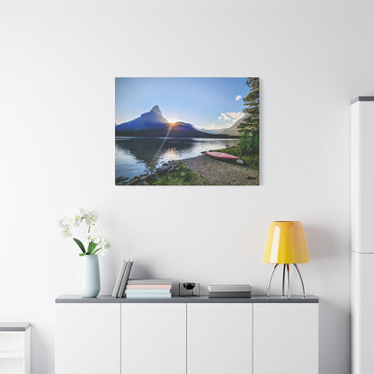 Sunset at Many Glacier in Glacier National Park, MT - Nature Landscape Canvas Wall Art, Scenic Home Decor, Ideal Gift for Nature Lovers, Landscape Painting, Gallery Wrap Art