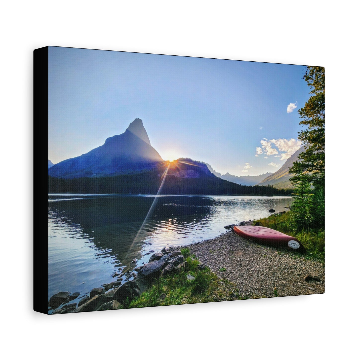Sunset at Many Glacier in Glacier National Park, MT - Nature Landscape Canvas Wall Art, Scenic Home Decor, Ideal Gift for Nature Lovers, Landscape Painting, Gallery Wrap Art