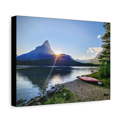 Sunset at Many Glacier in Glacier National Park, MT - Nature Landscape Canvas Wall Art, Scenic Home Decor, Ideal Gift for Nature Lovers, Landscape Painting, Gallery Wrap Art