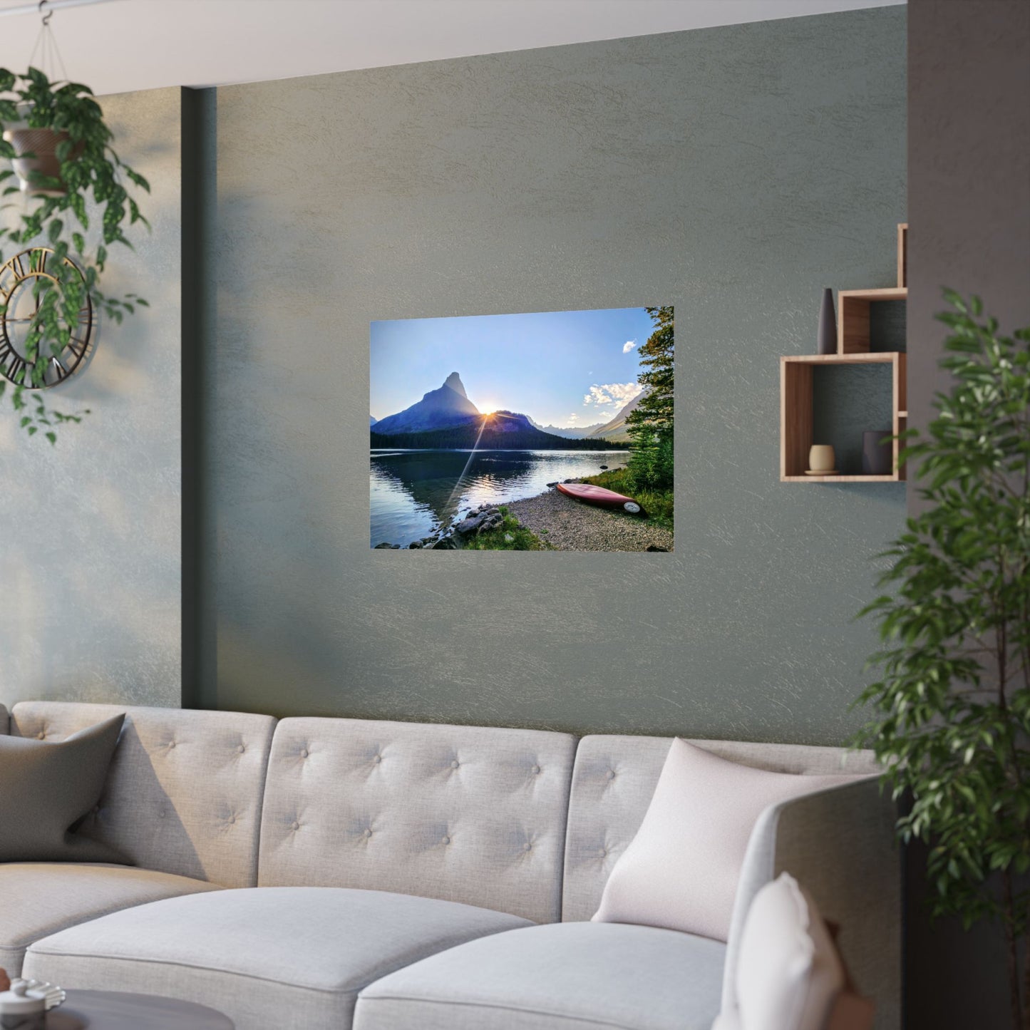 Sunset over Many Glacier in Glacier National Park, MT - Scenic Nature Satin Poster, Mountain Landscape Art Print, Home Decor, Inspirational Wall Art, Perfect Gift for Nature Lovers