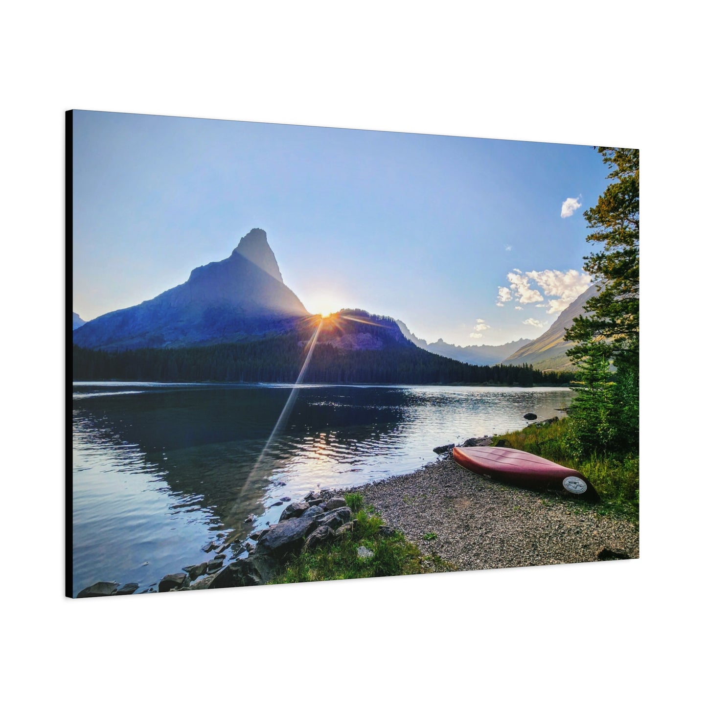 Sunset at Many Glacier in Glacier National Park, MT - Nature Landscape Canvas Wall Art, Scenic Home Decor, Ideal Gift for Nature Lovers, Landscape Painting, Gallery Wrap Art