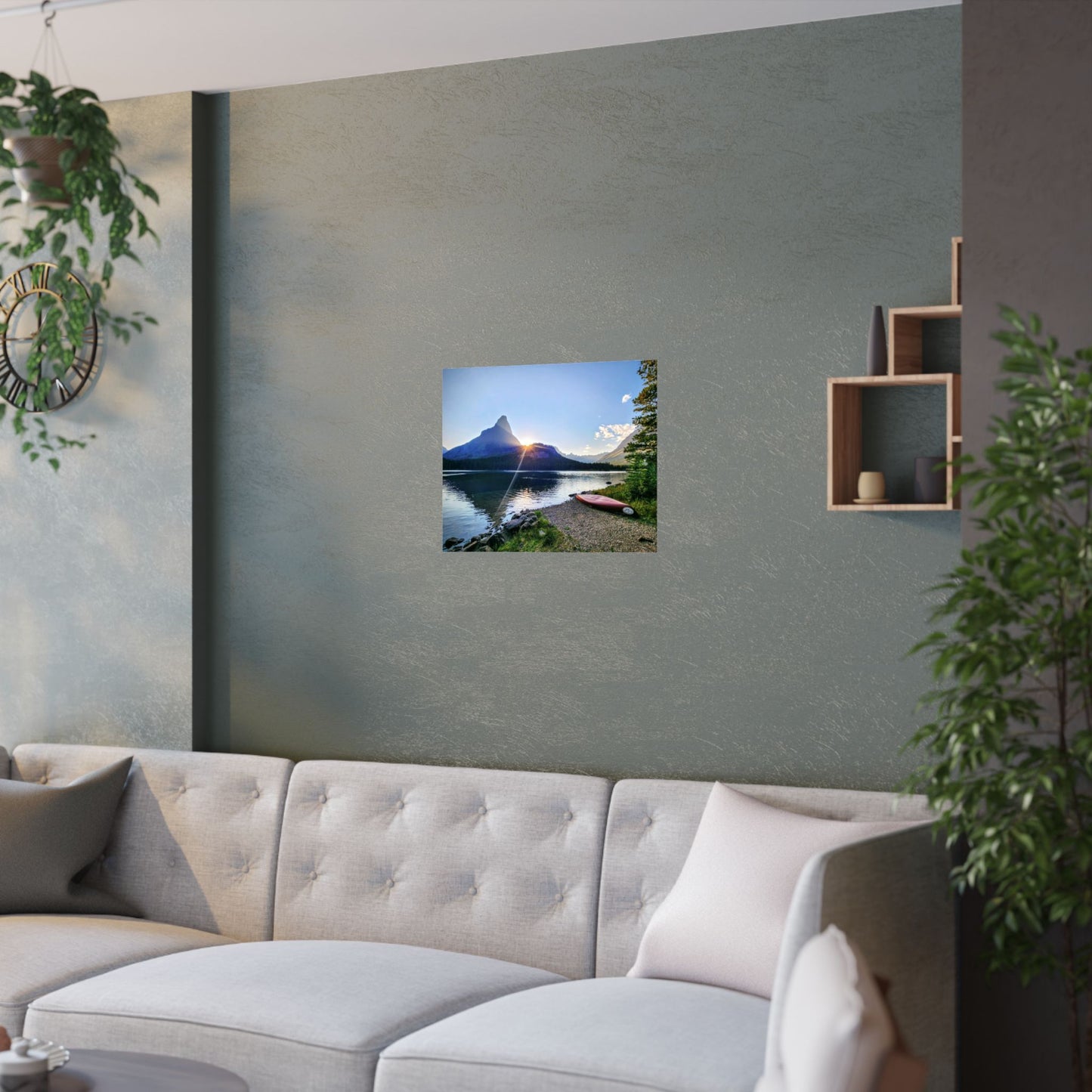 Sunset over Many Glacier in Glacier National Park, MT - Scenic Nature Satin Poster, Mountain Landscape Art Print, Home Decor, Inspirational Wall Art, Perfect Gift for Nature Lovers