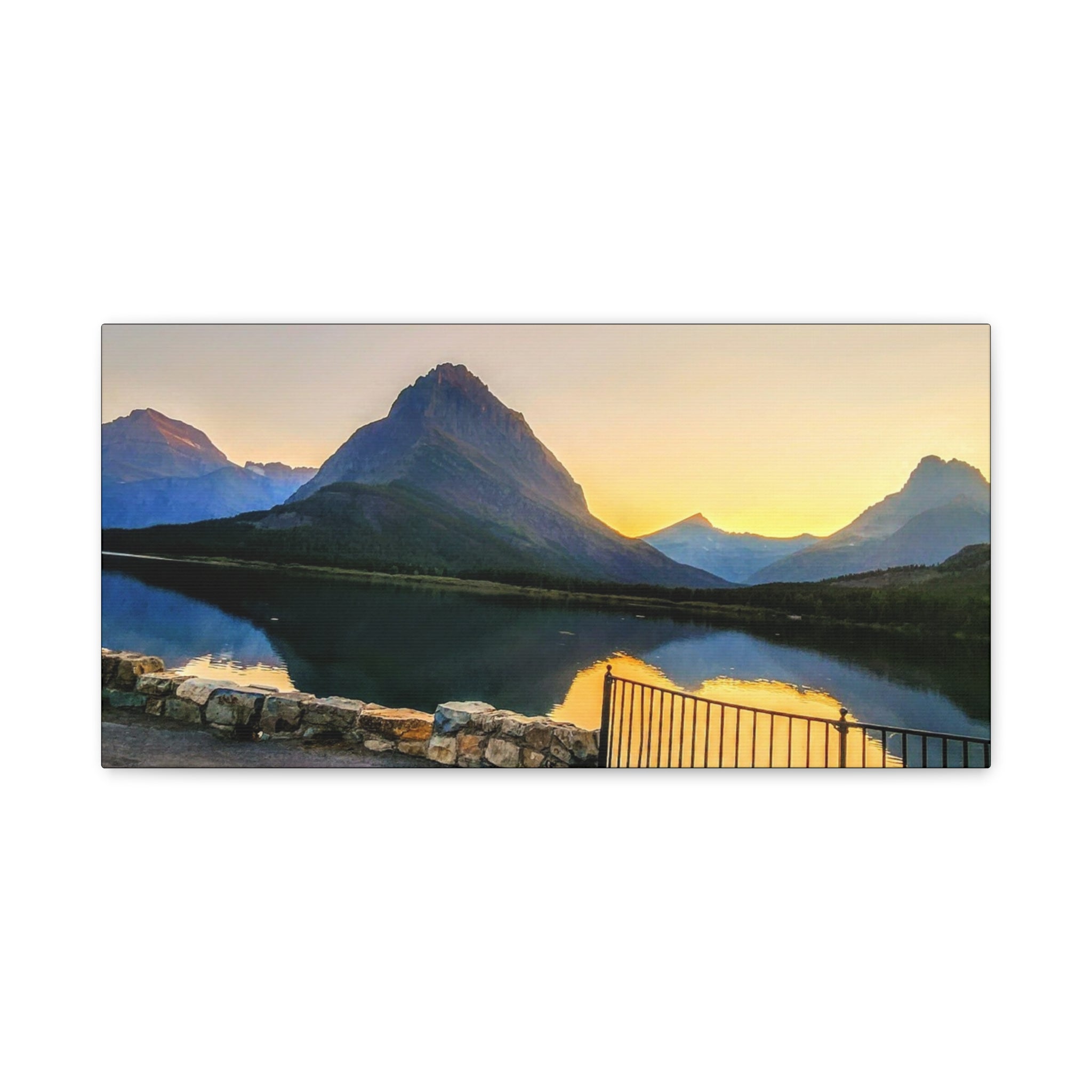 Many Glacier Sunset Scenic Wall Art, Canvas Print, Moody Mountain Landscape, Nature Decor, Home Gallery