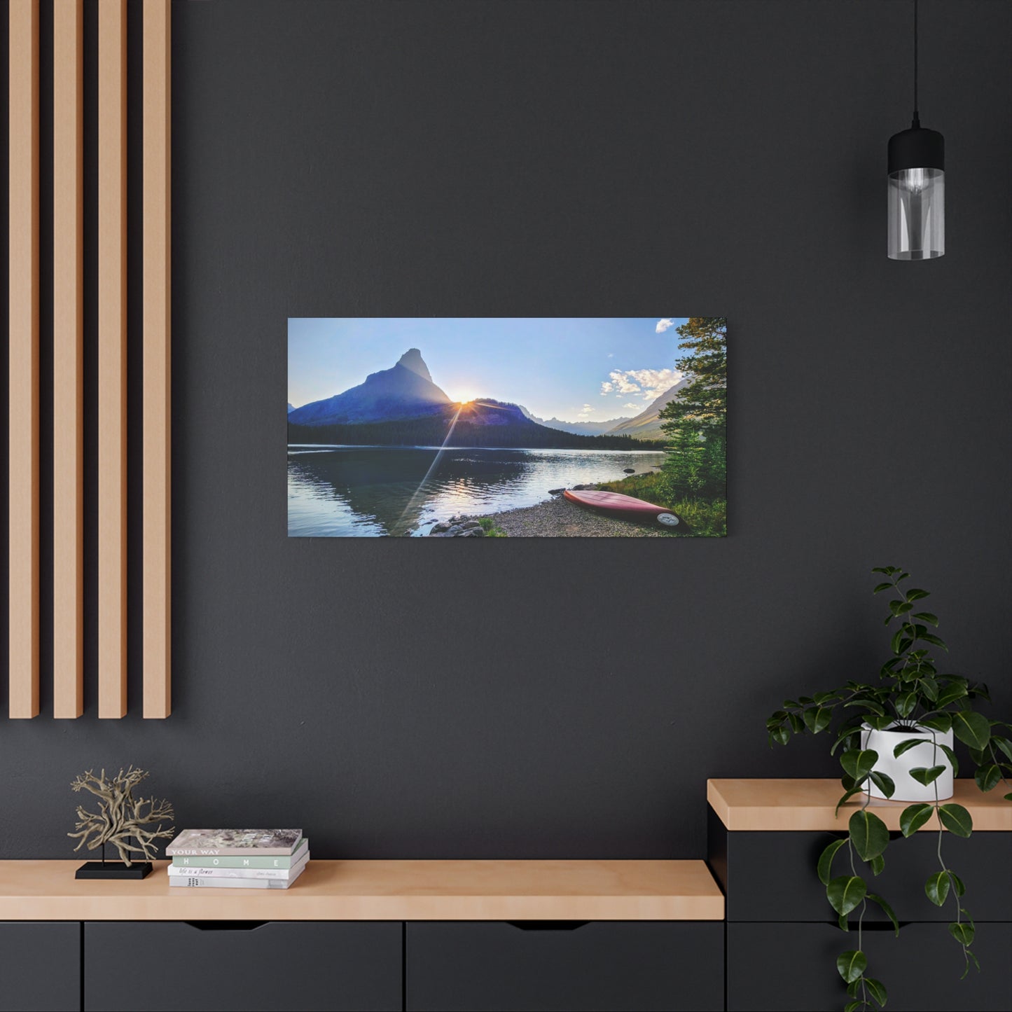 Sunset at Many Glacier in Glacier National Park, MT - Nature Landscape Canvas Wall Art, Scenic Home Decor, Ideal Gift for Nature Lovers, Landscape Painting, Gallery Wrap Art