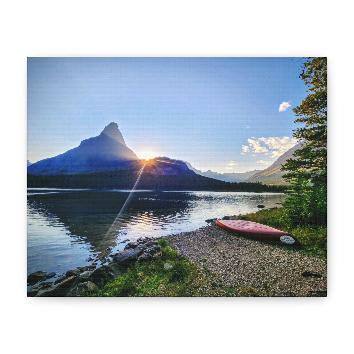 Sunset at Many Glacier in Glacier National Park, MT - Nature Landscape Canvas Wall Art, Scenic Home Decor, Ideal Gift for Nature Lovers, Landscape Painting, Gallery Wrap Art