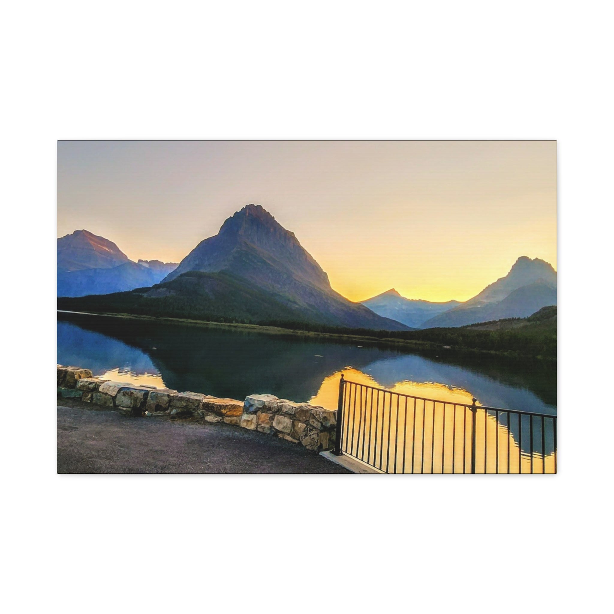 Many Glacier Sunset Scenic Wall Art, Canvas Print, Moody Mountain Landscape, Nature Decor, Home Gallery