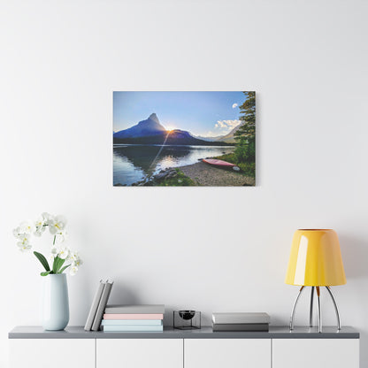 Sunset at Many Glacier in Glacier National Park, MT - Nature Landscape Canvas Wall Art, Scenic Home Decor, Ideal Gift for Nature Lovers, Landscape Painting, Gallery Wrap Art