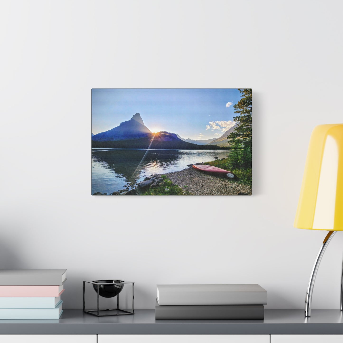 Sunset at Many Glacier in Glacier National Park, MT - Nature Landscape Canvas Wall Art, Scenic Home Decor, Ideal Gift for Nature Lovers, Landscape Painting, Gallery Wrap Art