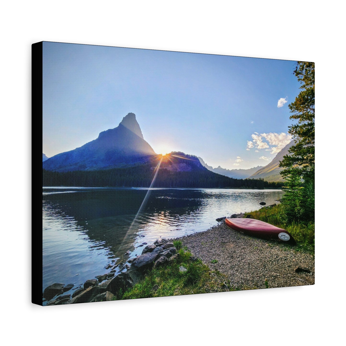 Sunset at Many Glacier in Glacier National Park, MT - Nature Landscape Canvas Wall Art, Scenic Home Decor, Ideal Gift for Nature Lovers, Landscape Painting, Gallery Wrap Art