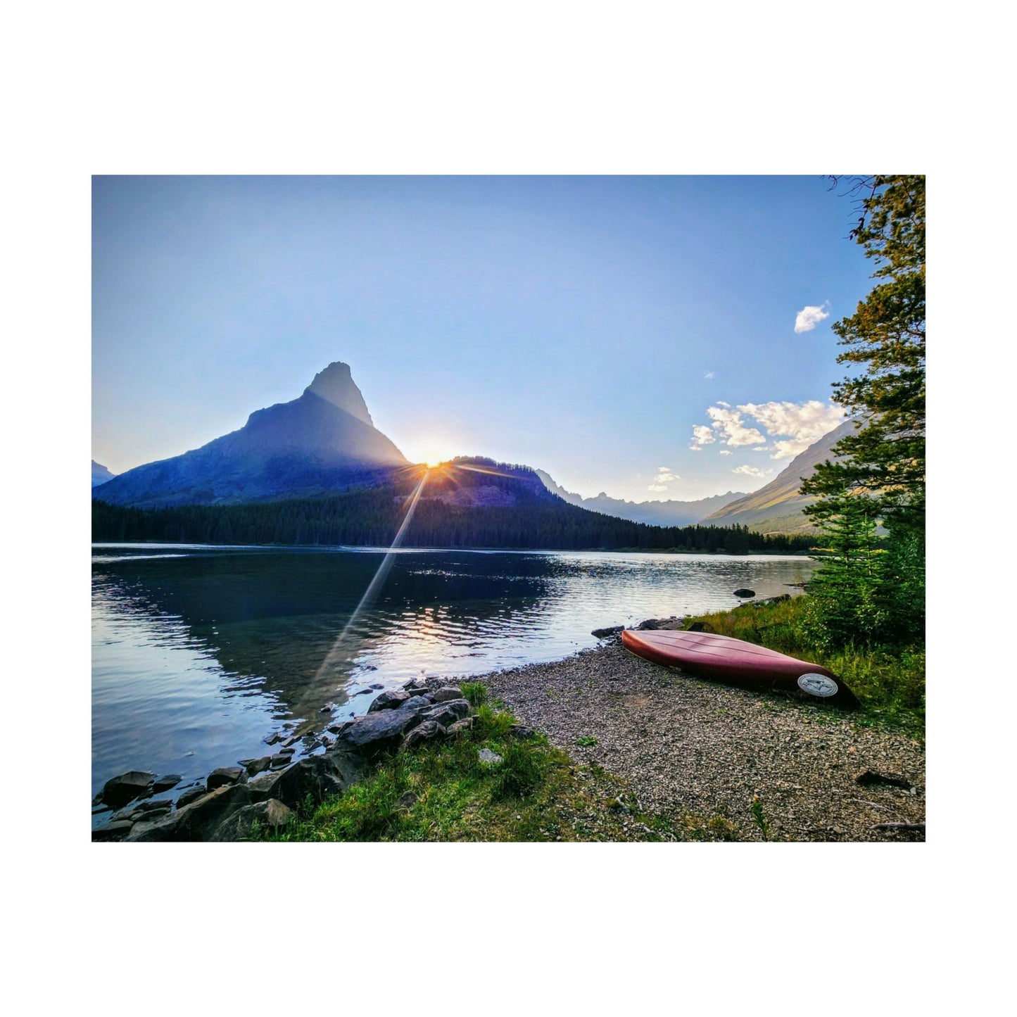 Sunset over Many Glacier in Glacier National Park, MT - Scenic Nature Satin Poster, Mountain Landscape Art Print, Home Decor, Inspirational Wall Art, Perfect Gift for Nature Lovers