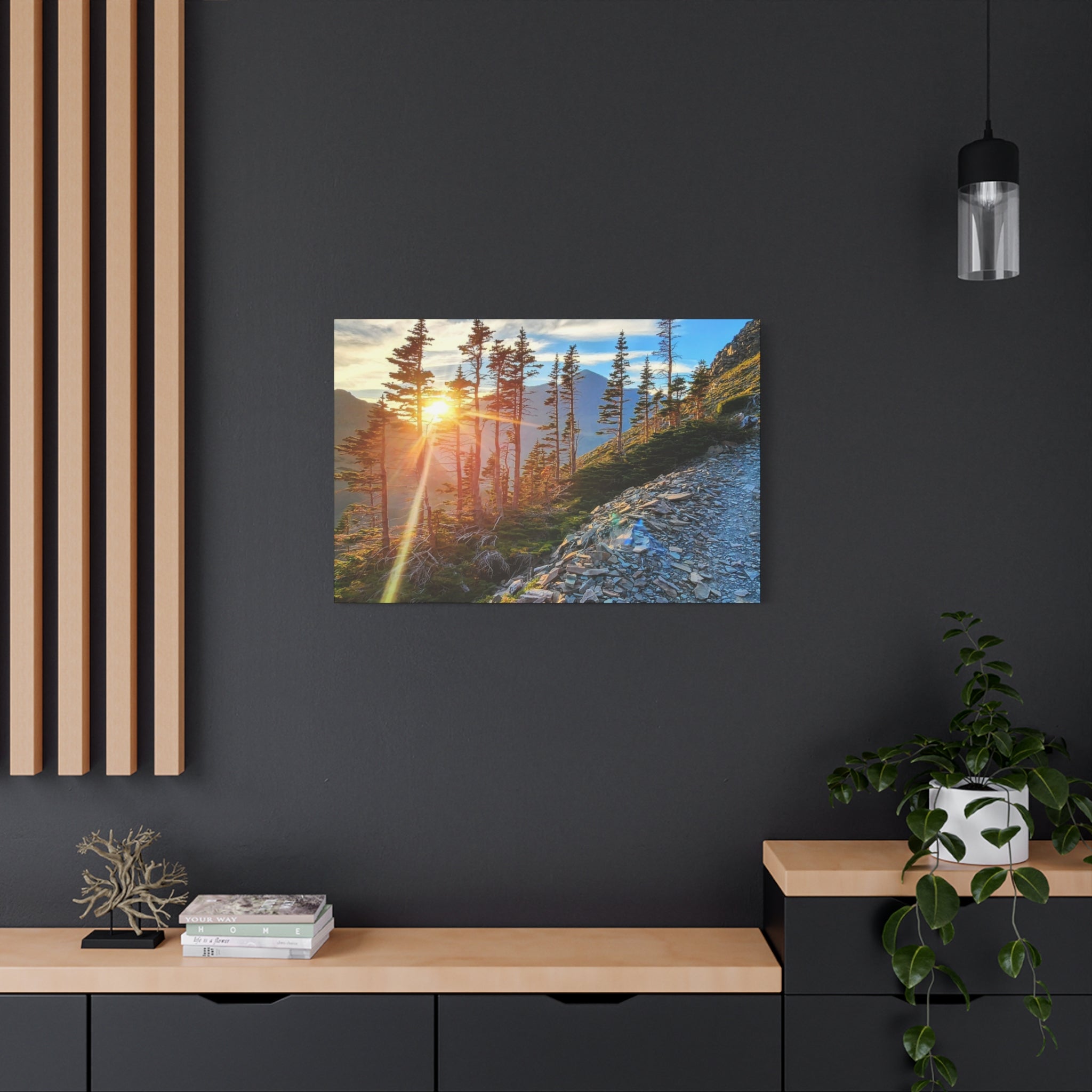 Sunset Hike above Two Medicine Lake in Glacier National Park, MT - Nature Landscape Wall Art, Canvas Print, Living Room Decor, Sunset Pathway Decoration, Hiking Gift, Outdoor Wall Art