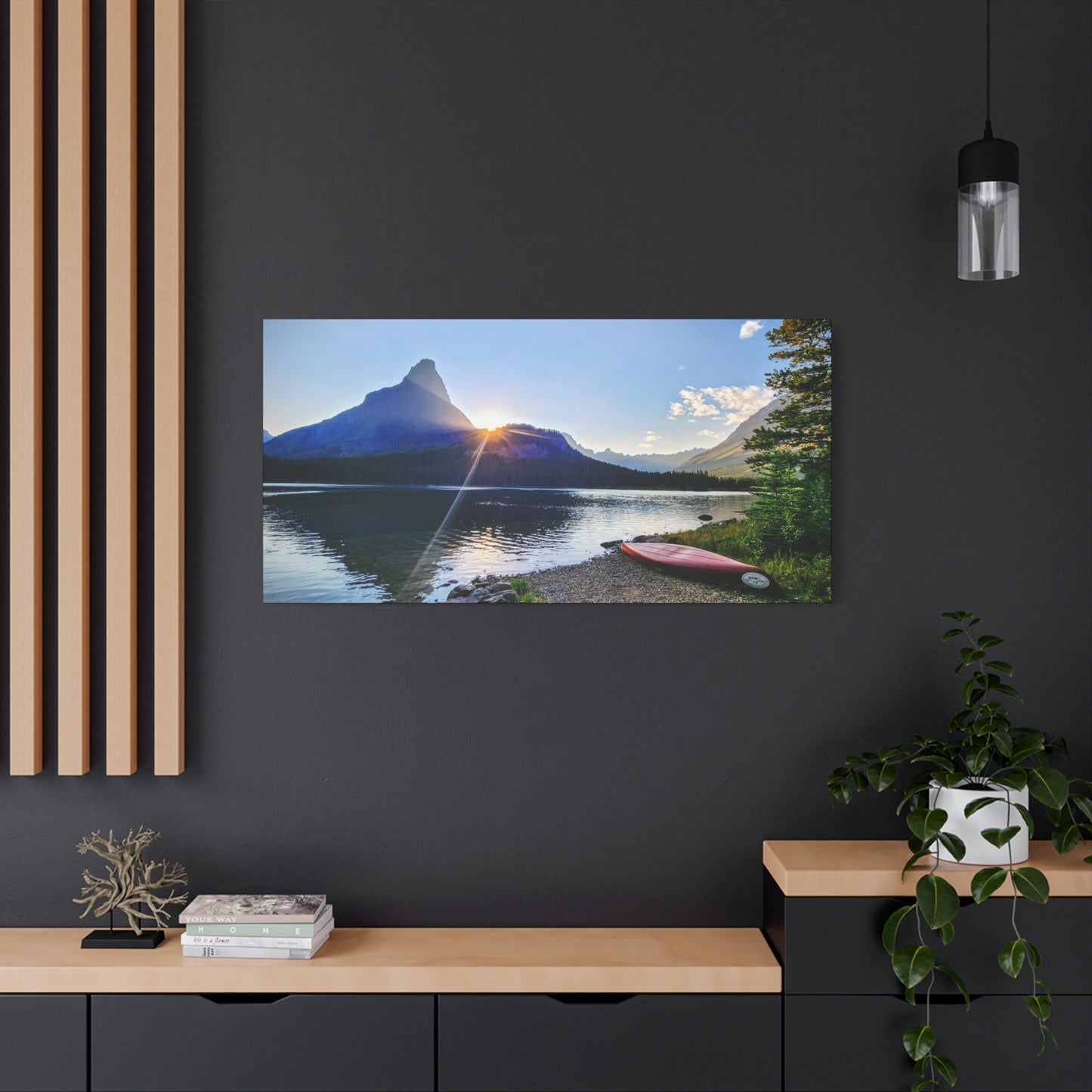 Sunset at Many Glacier in Glacier National Park, MT - Nature Landscape Canvas Wall Art, Scenic Home Decor, Ideal Gift for Nature Lovers, Landscape Painting, Gallery Wrap Art