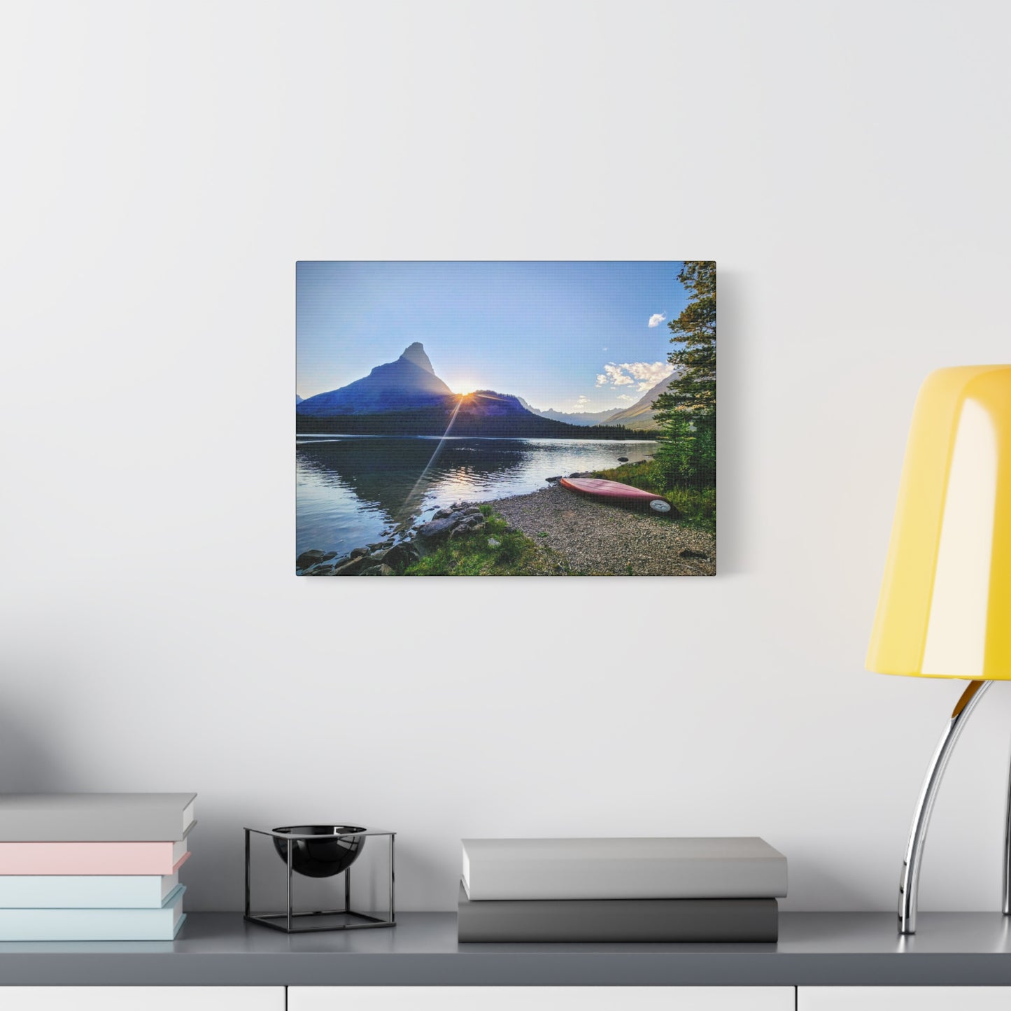 Sunset at Many Glacier in Glacier National Park, MT - Nature Landscape Canvas Wall Art, Scenic Home Decor, Ideal Gift for Nature Lovers, Landscape Painting, Gallery Wrap Art