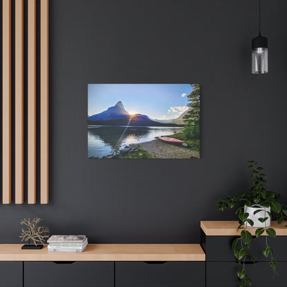 Sunset at Many Glacier in Glacier National Park, MT - Nature Landscape Canvas Wall Art, Scenic Home Decor, Ideal Gift for Nature Lovers, Landscape Painting, Gallery Wrap Art